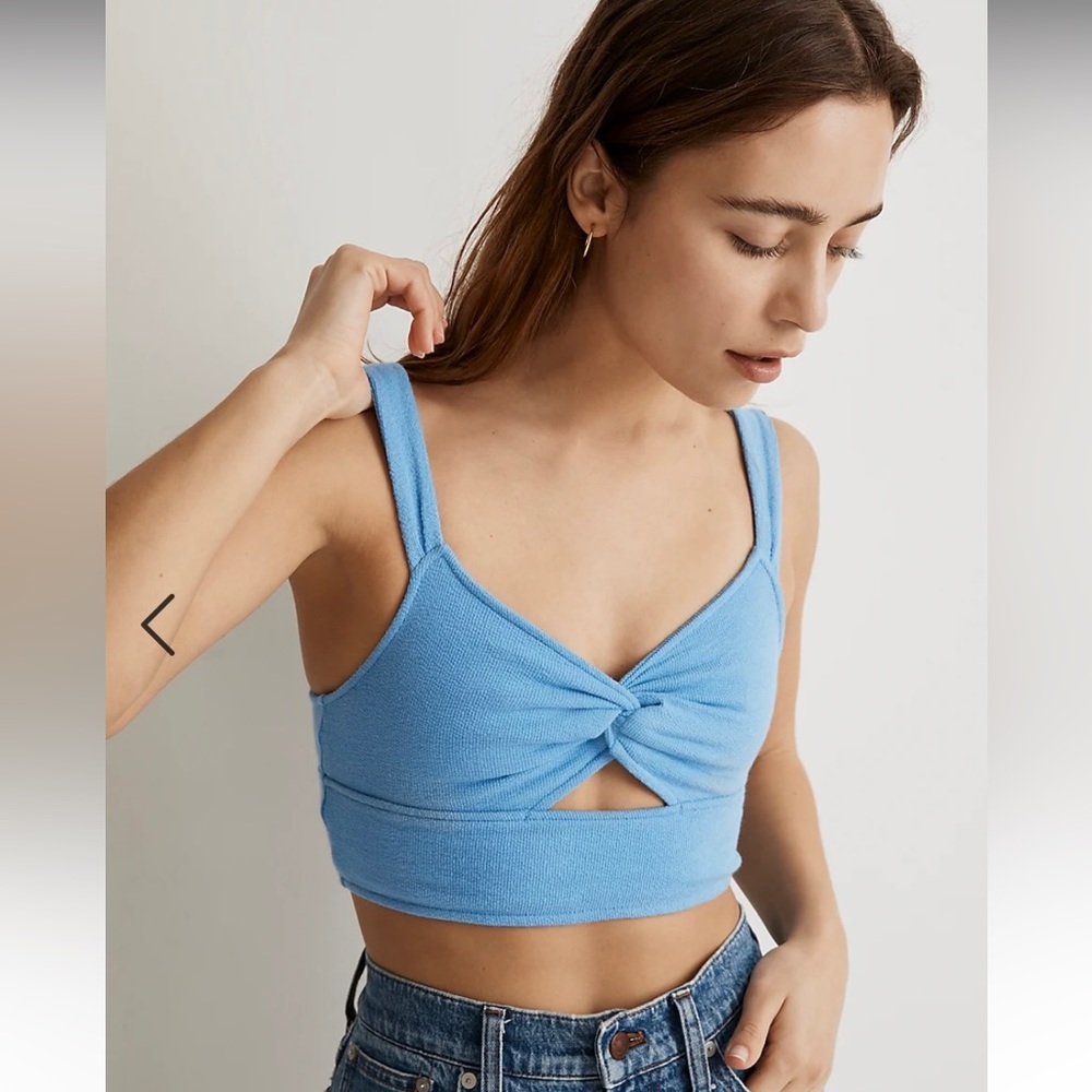 Madewell Cutout Knot-Front Crop Tank Top